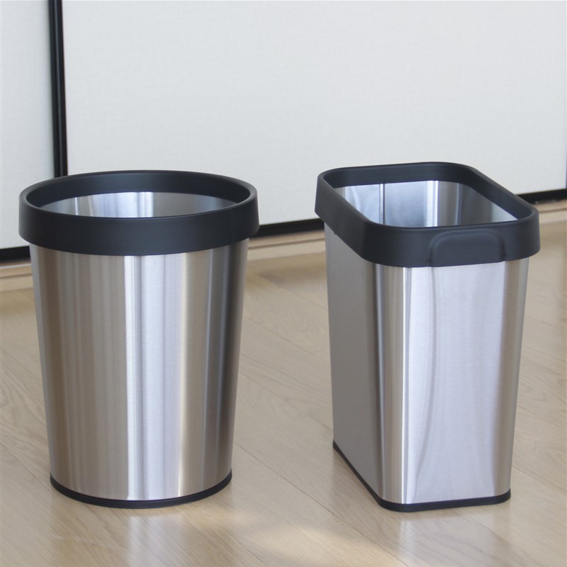 12升加厚不锈钢无盖压圈垃圾桶长方形创意时尚家用厨房酒店纸篓