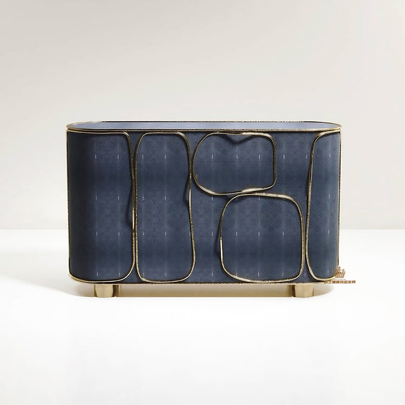 意式轻奢珍珠鱼皮餐边柜设计师创意玄关柜别墅客厅家用靠墙储物柜