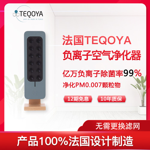 法国进口TEQOYA得康氧无臭氧负离子发生器氧吧负氧离子空气净化器