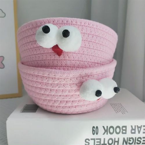 粉色小怪兽碗桌面摆件化妆品收纳