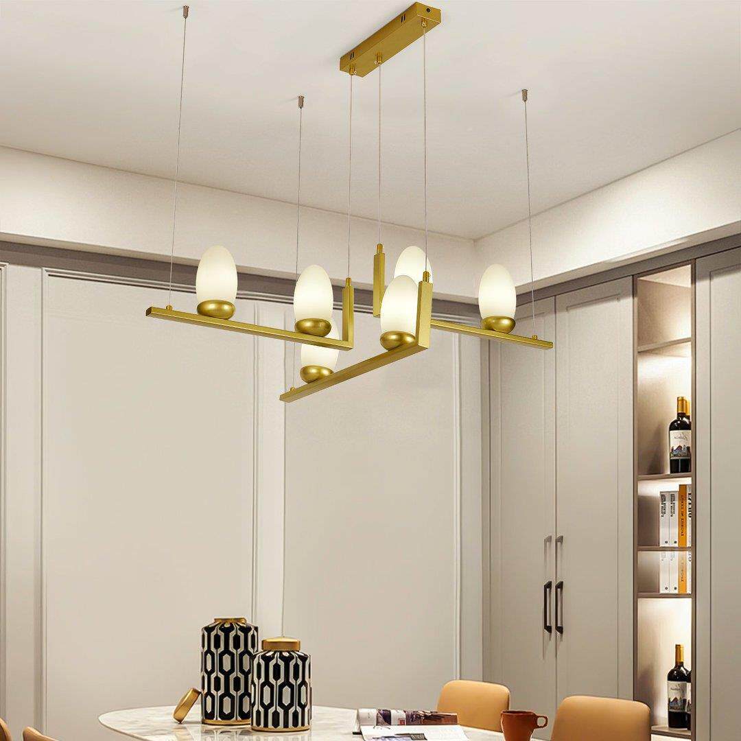 北593欧现代罩简约餐厅吊长条轻玻璃奶奢白灯一字灯极简餐桌灯具