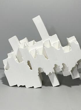 极轻摆奢简白色陶瓷倾花斜方管花插创FMN意瓶饰品样板房售楼处客