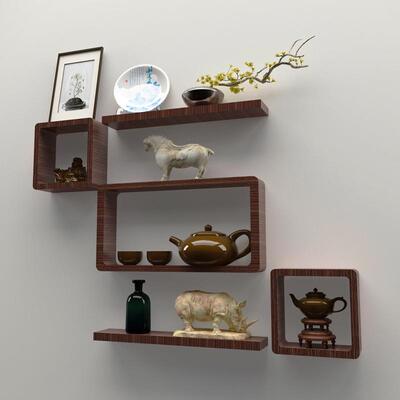 挂纳墙小16511博古架子茶柜实木茶壶茶杯架杯托件柜展茶摆具收架