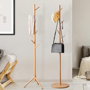 北欧ins实木衣架落地卧室简易衣架315家衣帽架服挂用包子小型挂衣