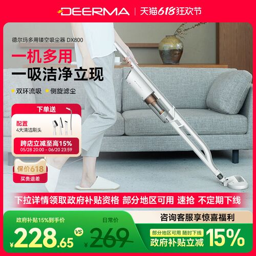 【国补15%】德尔玛吸尘器家用小型手持推杆猫毛大吸力吸尘机