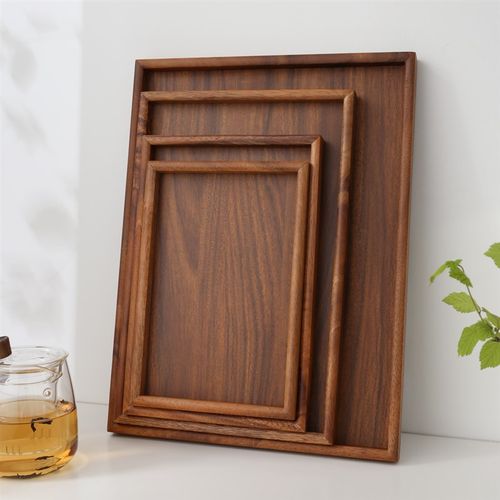 相思木盘长方形托盘家用木质茶托盘实木日式放茶杯盘商用咖啡盘