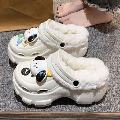 低帮女洞洞鞋学生毛绒两穿百搭