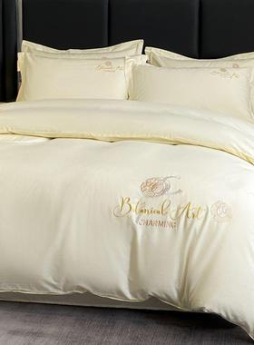 类四件套全棉套被被床轻奢刺FZEj8npM罩绣床单感床笠上用品4