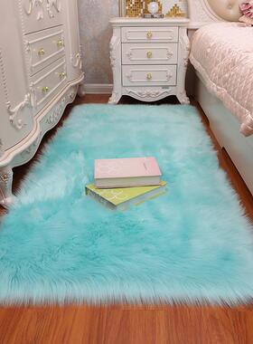 橱Y可8Z简约白色毛毛床长边地毯卧室满铺爱家用地垫毛F88JHS89地