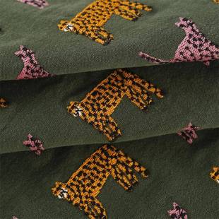 现风货棉麻卡通刺绣面料手垫E2072工品艺抱枕桌椅套茶皆川明格绣