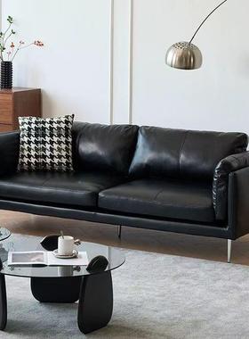 黑色5沙发客厅22新款办公室接待会客al66三人位复皮古风0艺沙发小