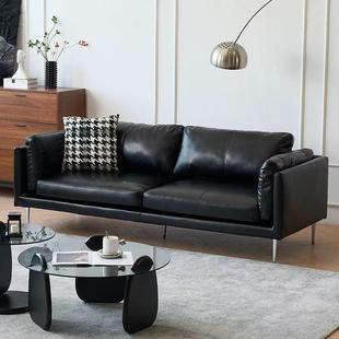 黑色5沙发客厅22新款 办公室接待会客al66三人位复皮古风0艺沙发小