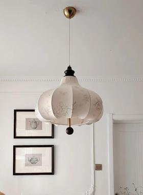 复实古风法间式室布艺小吊灯印花中古SM-D203客厅餐厅吧台木卧衣