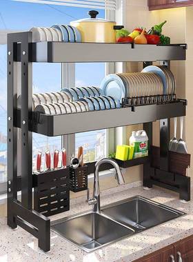 新款家用厨房水槽置物架多功能可伸水缩洗03331碗控池台碟面碗具