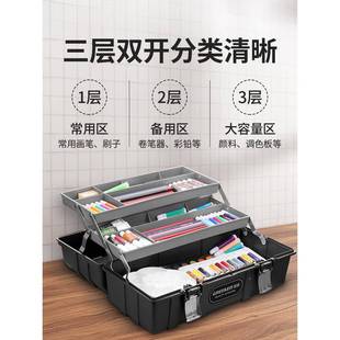 绿林美术工具箱771生学生一年级家五金收纳盒画具用多功小能手提