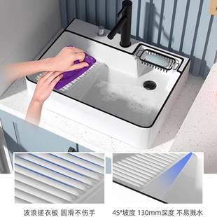 阳台陶洗瓷洗衣盆带板台上645盆衣池槽侧排左搓盆右侧下水洗手台