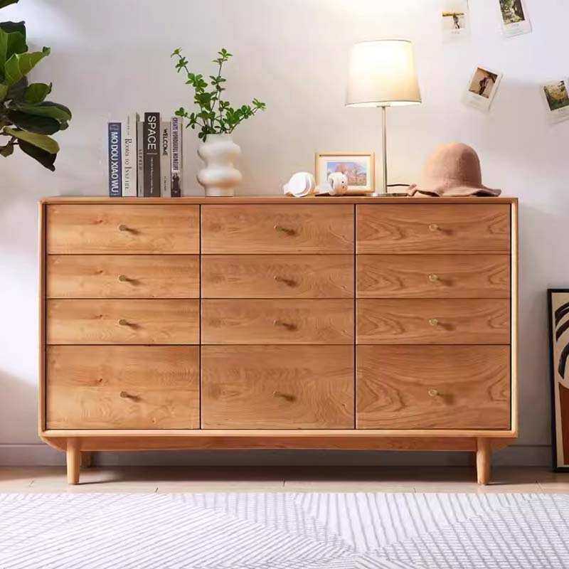 北美樱桃木十二斗柜现代简约全实木翻盖储物柜黑胡桃木卧室收纳柜