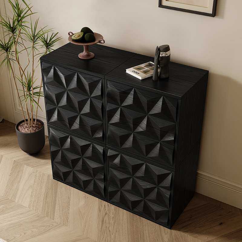 法式中古风玄光客厅电视柜实木斗柜餐边复古斗柜家用卧室床头柜子