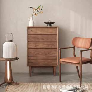 北美黑胡桃五斗柜北欧原木八斗厨卧室抽屉储物收柜卧房宝北欧实木