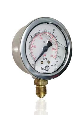 供不锈钢压力表耐震振充油加液注油立装tecsisYBN631.6MPAG1/4