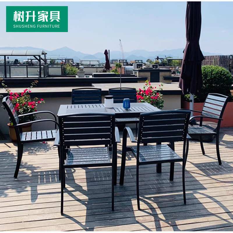 户外塑木桌椅凉亭休闲咖啡厅室外露天防水防晒花园椅露台家具组合