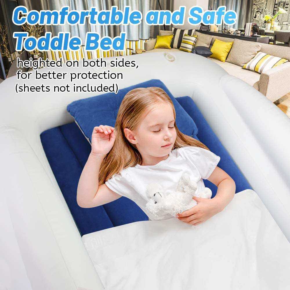 现货跨境绒面便携充气幼儿旅行婴幼护栏气垫床垫儿童床垫代发