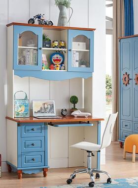 DDX255#蓝色新地中海儿童储物书桌学习桌电脑桌办公桌转角直角书