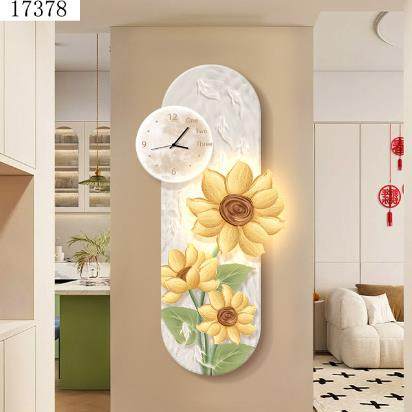 奶油风玄关装饰画带钟表系列走廊过道玄关入户正对门墙壁花开时刻,电子元器件市场,其它元器件,淘宝优惠券,粉丝福利购,淘宝优惠卷