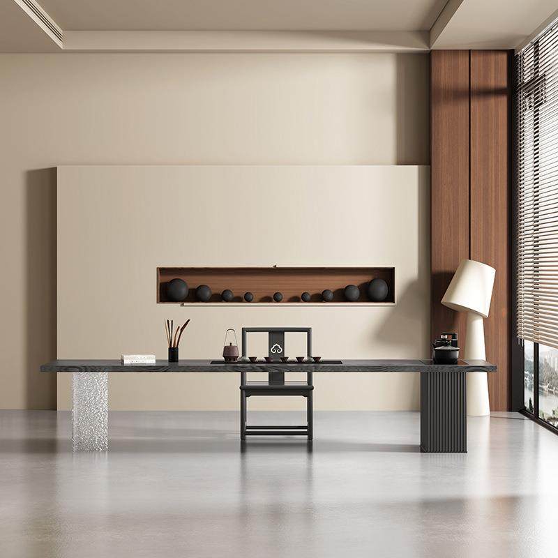 实木现代简约茶台办公室接待一体泡茶桌客厅原木风碳化大板餐桌椅,电子元器件市场,其它元器件,淘宝优惠券,粉丝福利购,淘宝优惠卷