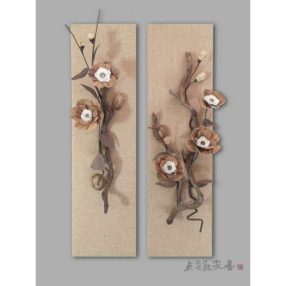 山茶四条屏居客厅餐厅墙面装饰挂件室内玄关装饰品立体壁饰,电子元器件市场,其它元器件,淘宝优惠券,粉丝福利购,淘宝优惠卷