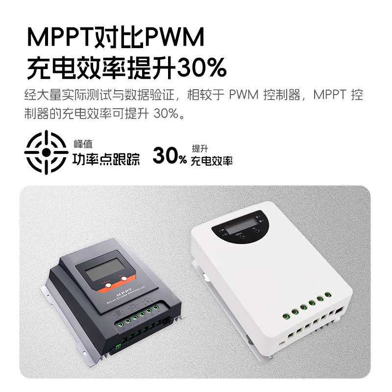 太阳能专用控制器自动识别通用MPPT发电系统数显光伏充电器20A