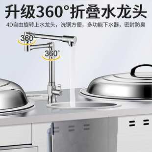 双锅土移动新款不锈钢木柴灶台农村柴火灶家用烧柴火灶大锅灶