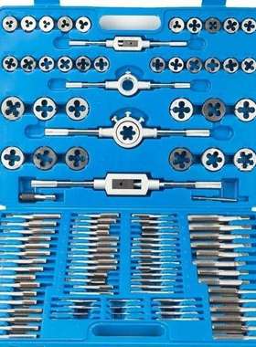 公制110PC丝锥板牙套装手用丝攻扳手绞手组合攻丝110件套螺纹