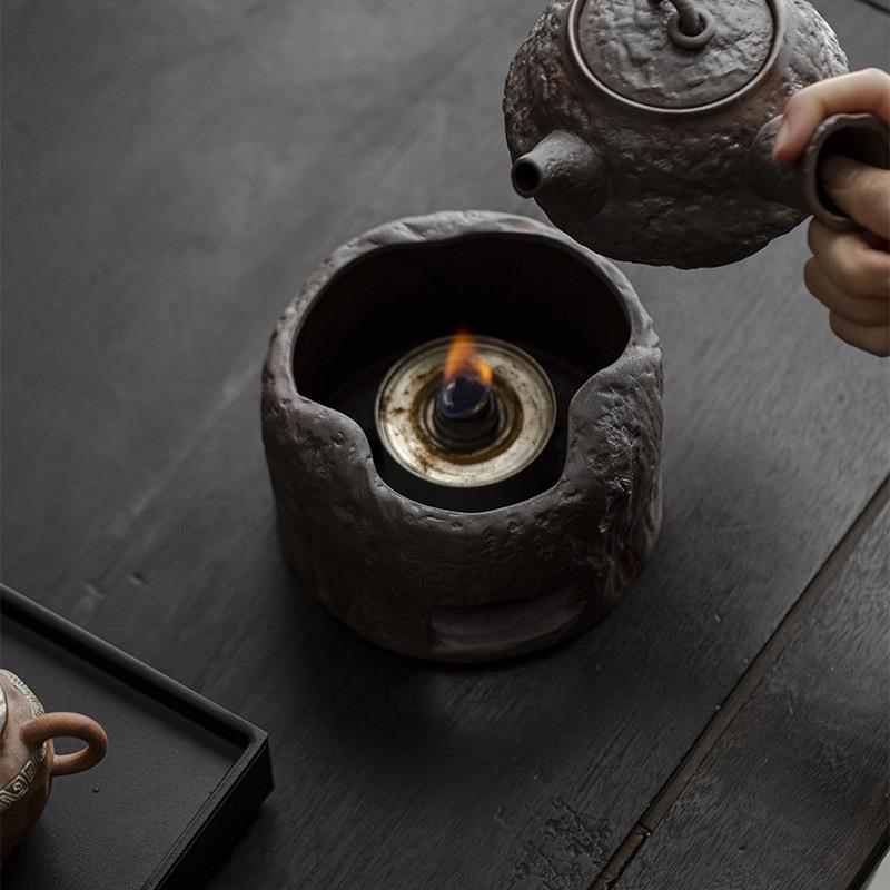 复古侧把煮茶壶温茶炉蜡烛加热底座日式酒精炉暖茶温茶套组