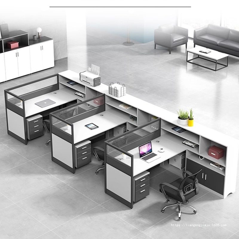 2025新款职员办公桌椅组合简约双人4/6财务办公桌屏风卡位工作桌