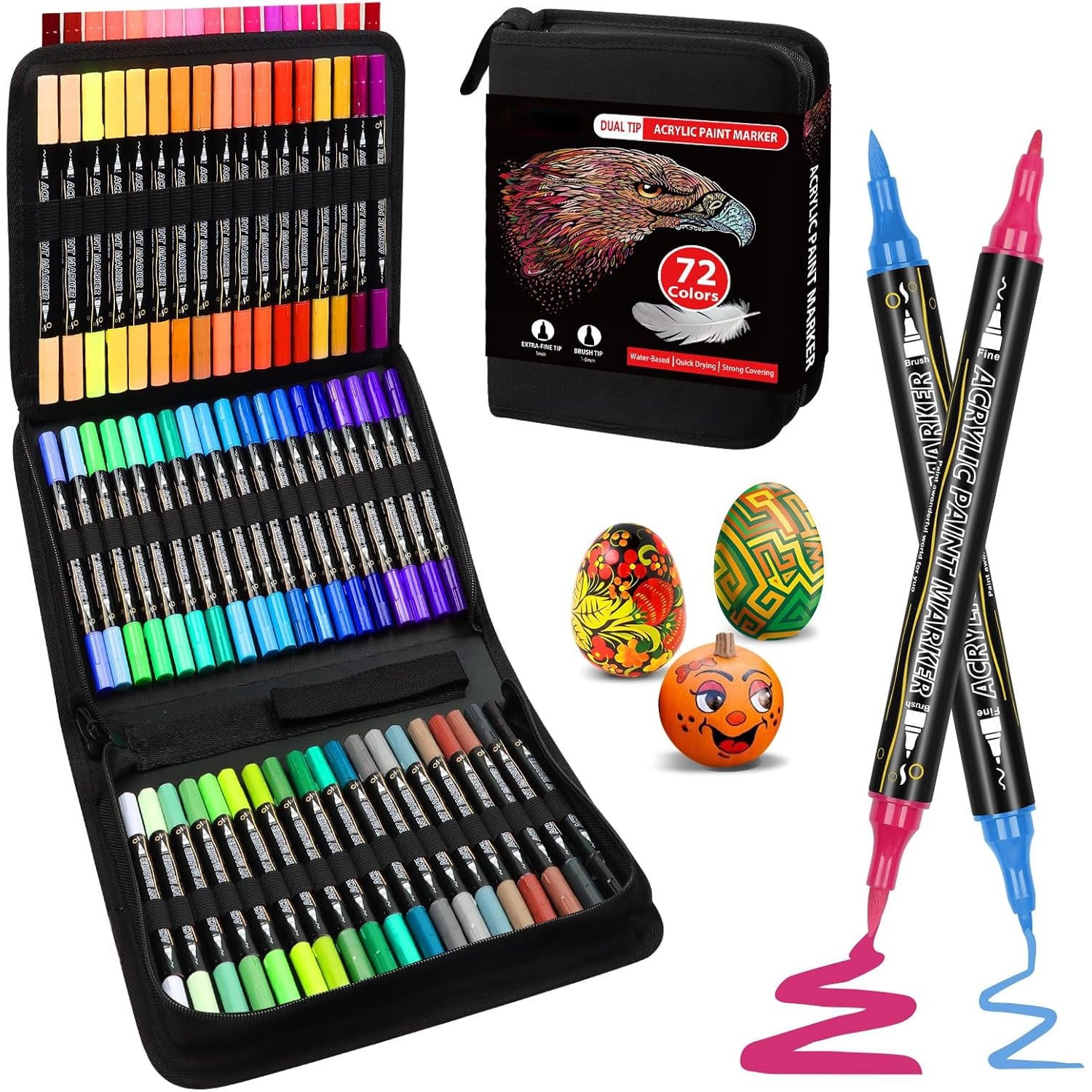 跨境现货双头丙烯水彩笔软头马克笔72色CD包防水褪色绘画套装,文具电教/文化用品/商务用品,马克笔,淘宝优惠券,粉丝福利购,淘宝优惠卷