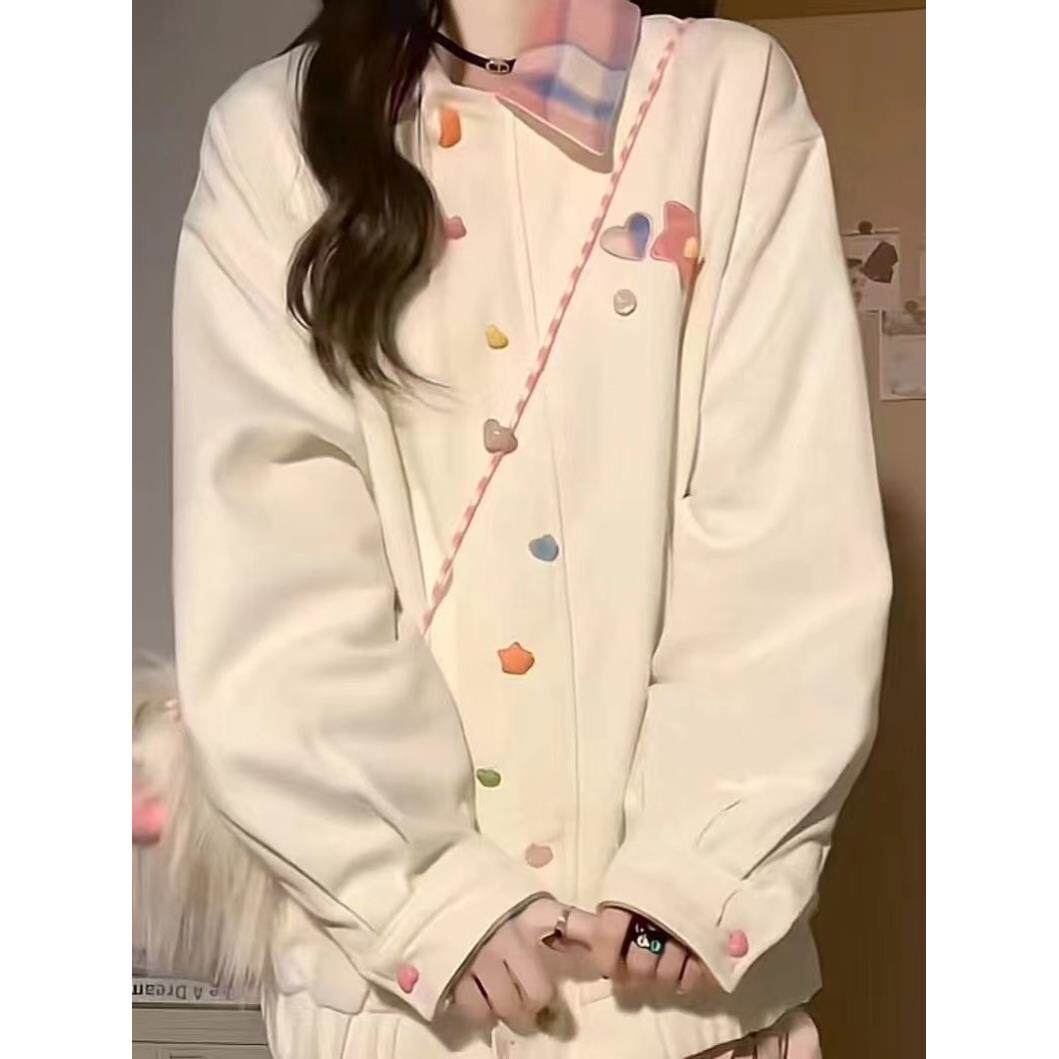 日系拼接翻领外套女 星星刺绣设计感学生宽松百搭棒球服夹克