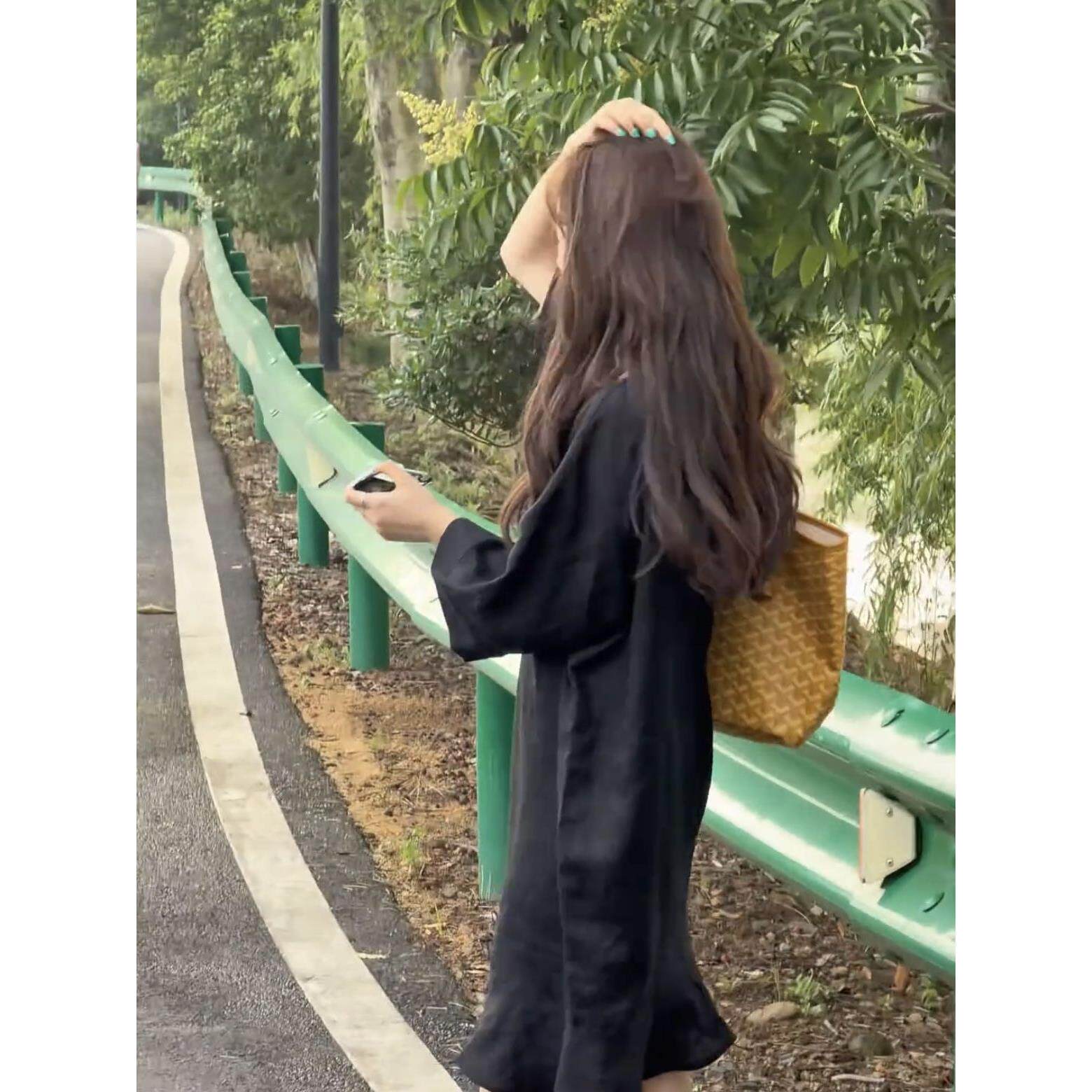 法式慵懒风荷叶边棉麻连衣裙女夏季度假风松弛感宽松休闲短裙