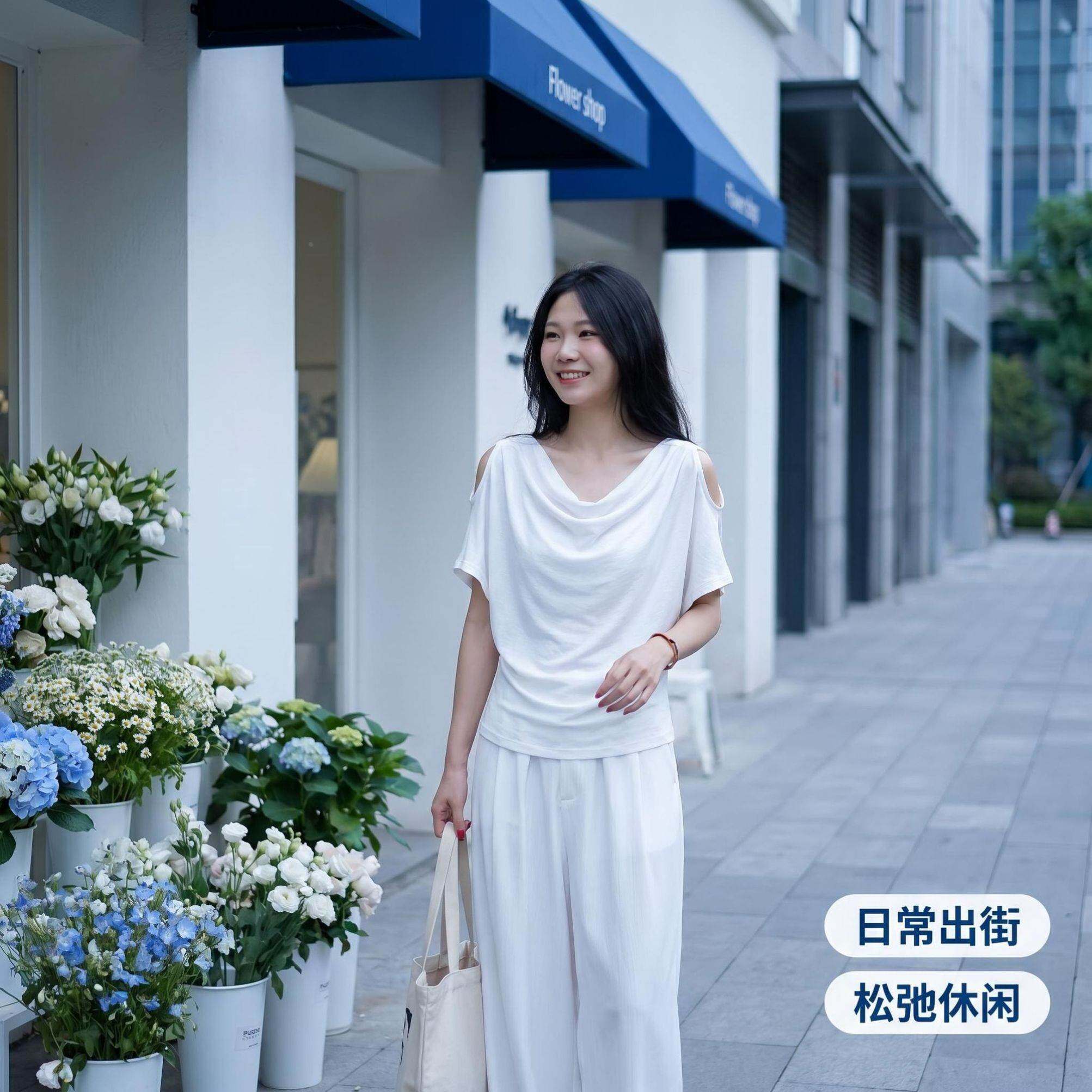 露肩荡领显瘦T恤黑白色遮肉通勤纯色心机宽松上衣夏季女短袖胖mm