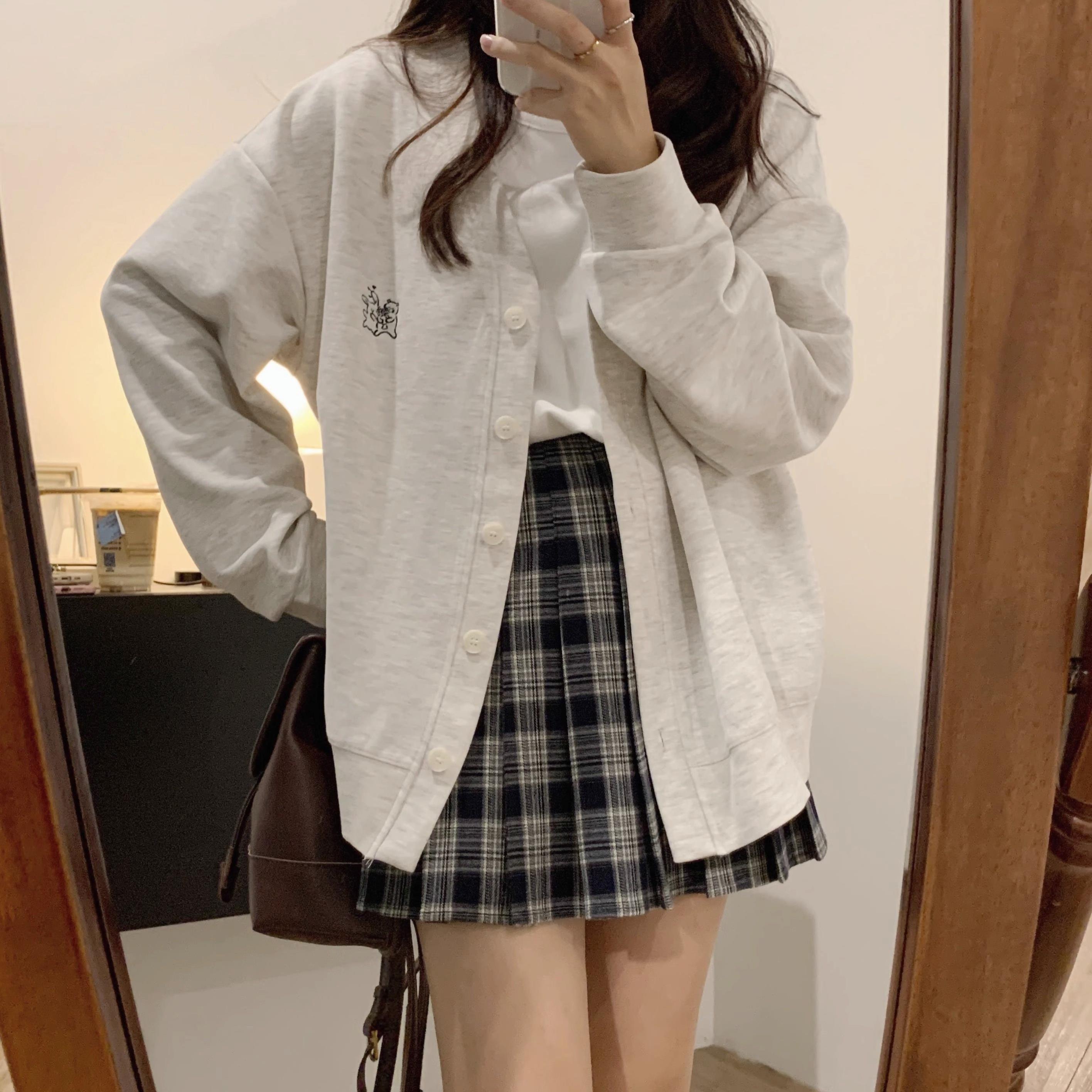 拒绝起球!!!学院风设计感开衫女INS韩版学生夹克外套