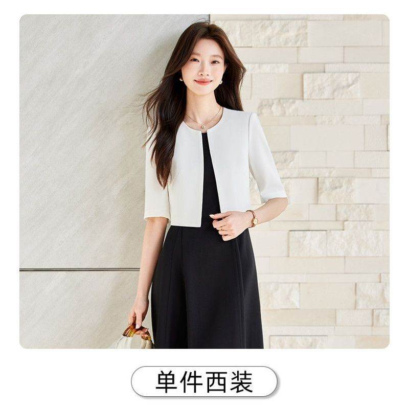 五分袖西装外套女时尚气质小个子职场通勤修身西服套装薄款上衣夏