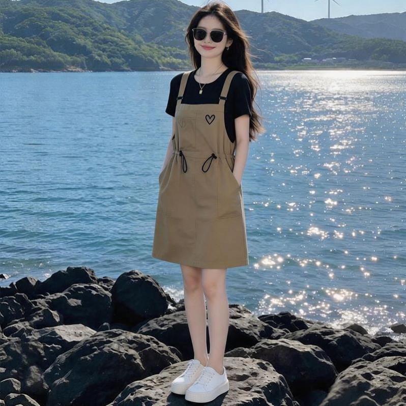 棉韩系小个子显高气质背带裙女2026年夏季新款修身巨百搭连衣裙