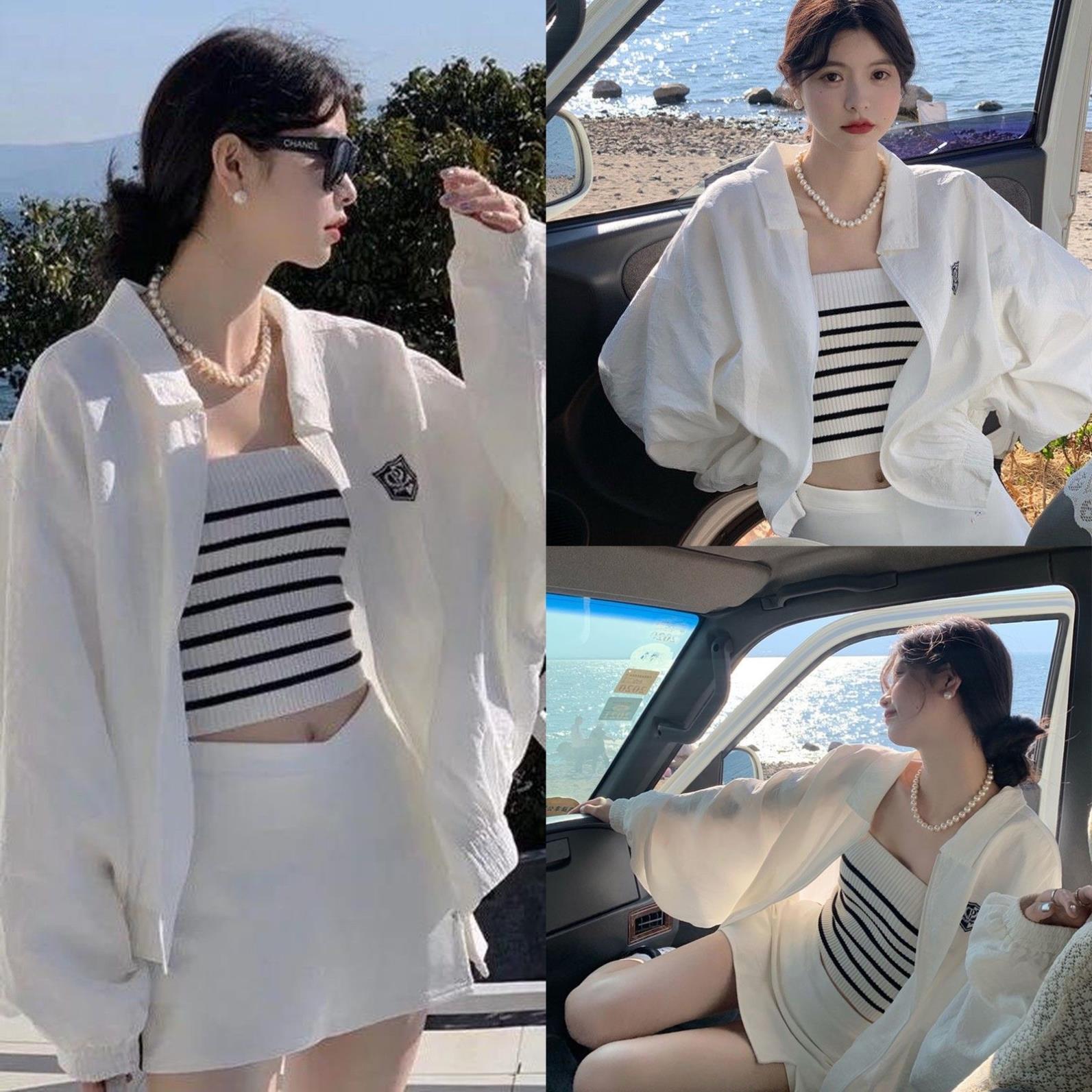 新款白色百搭外套女韩版宽松春秋夏薄款休闲开衫夹克小个子上衣潮