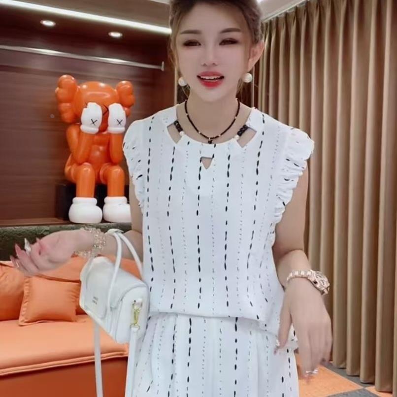 加肥加大夏季高端时尚百搭显瘦套装洋气气质休闲裤子简约两件套