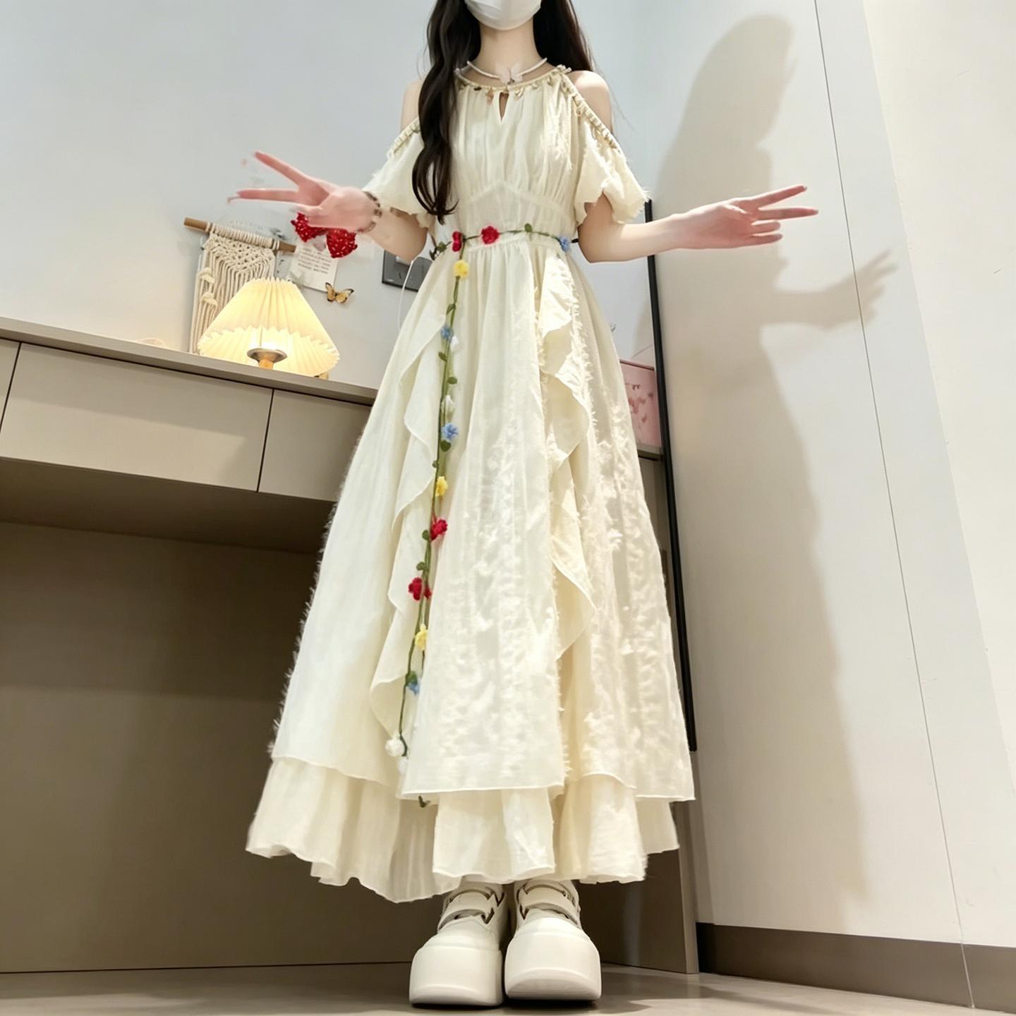法式度假风连衣裙女夏季12岁大童15初中学生13少女孩中长裙