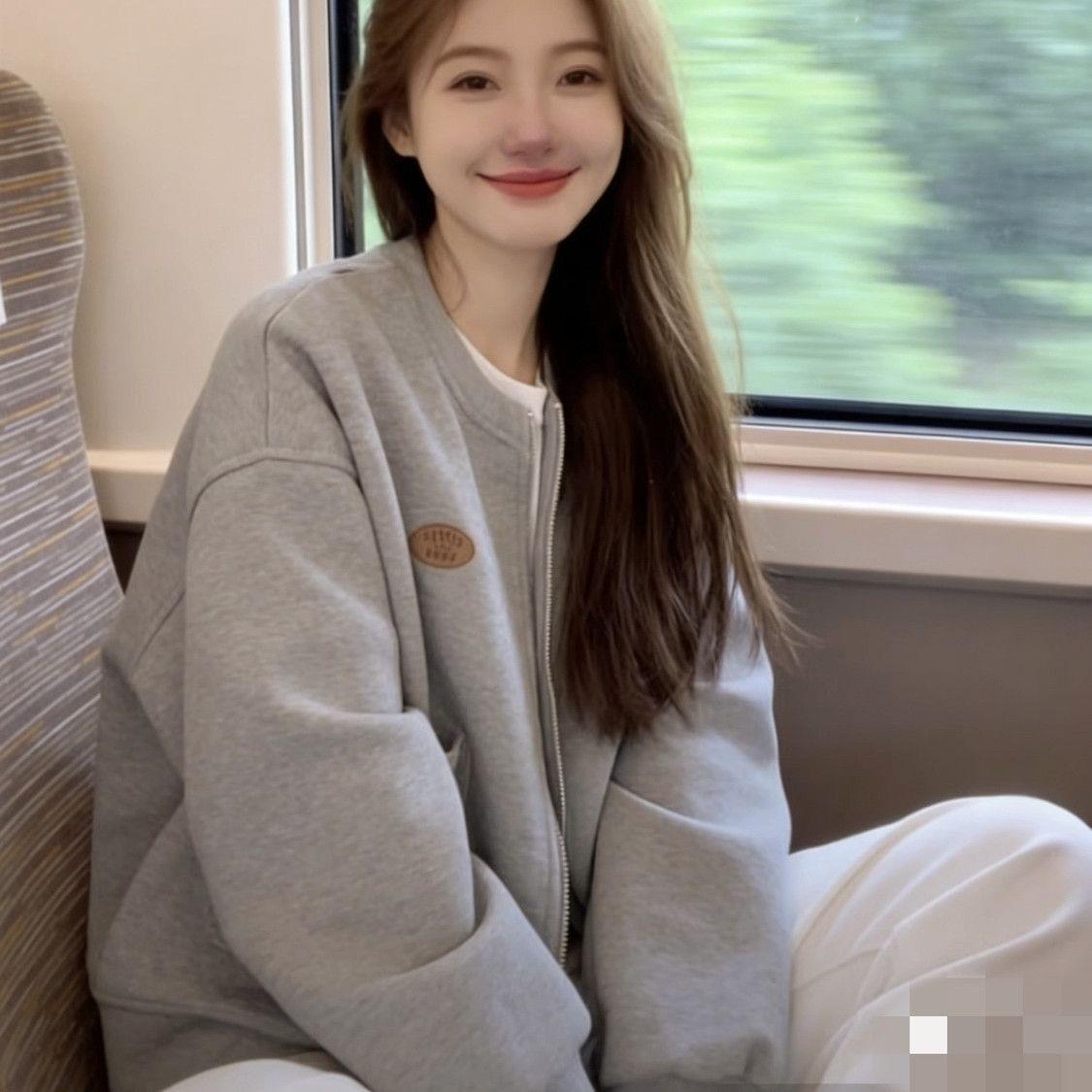 纯色减龄ins风韩版休闲卫衣外套春季新款小个子百搭显瘦气质女装