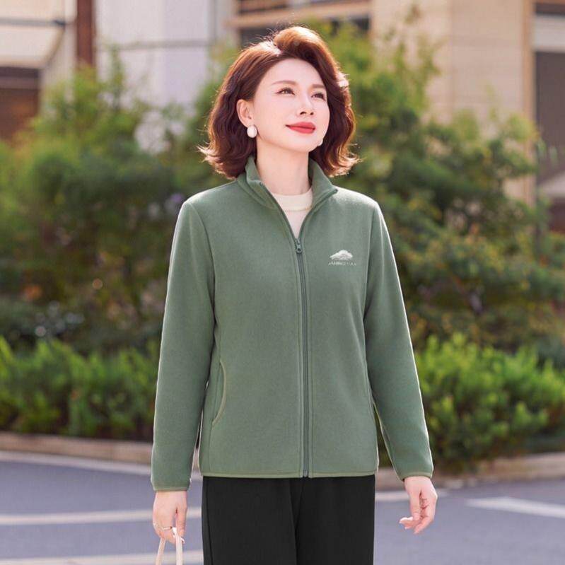 新款女士奥丽绒加绒卫衣外套女洋气妈妈秋冬款加绒加厚保暖上衣