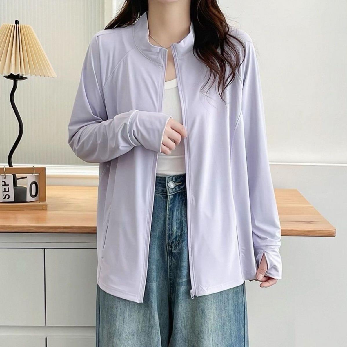 大码冰丝防晒衣女款夏季2026新款胖mm立领防晒服无帽瑜伽外套无帽