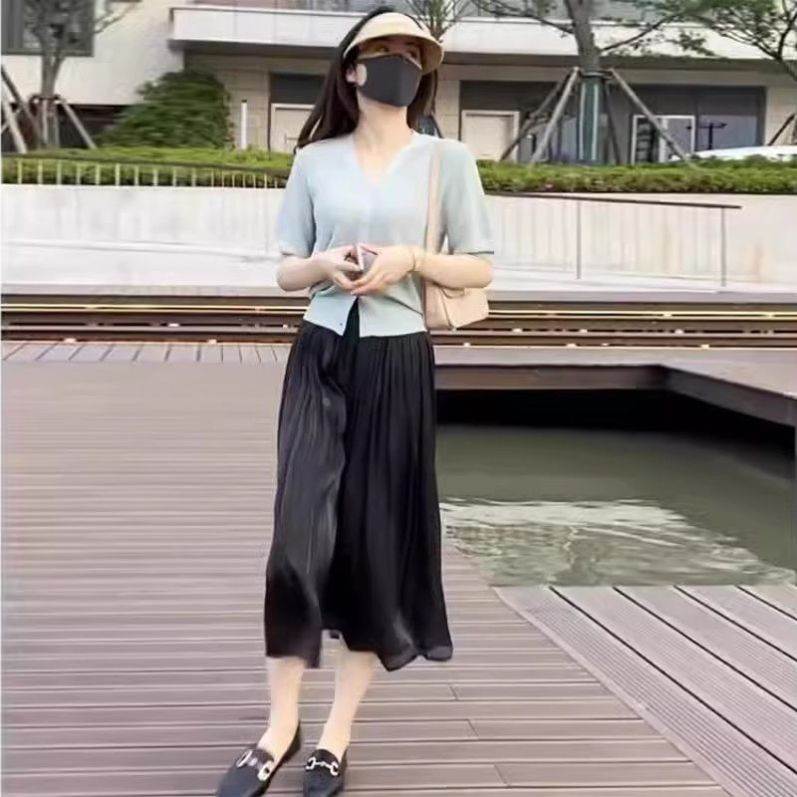 高级感气质流光半身裙女夏季小个子显瘦飘逸纱裙垂感仙女a字裙子