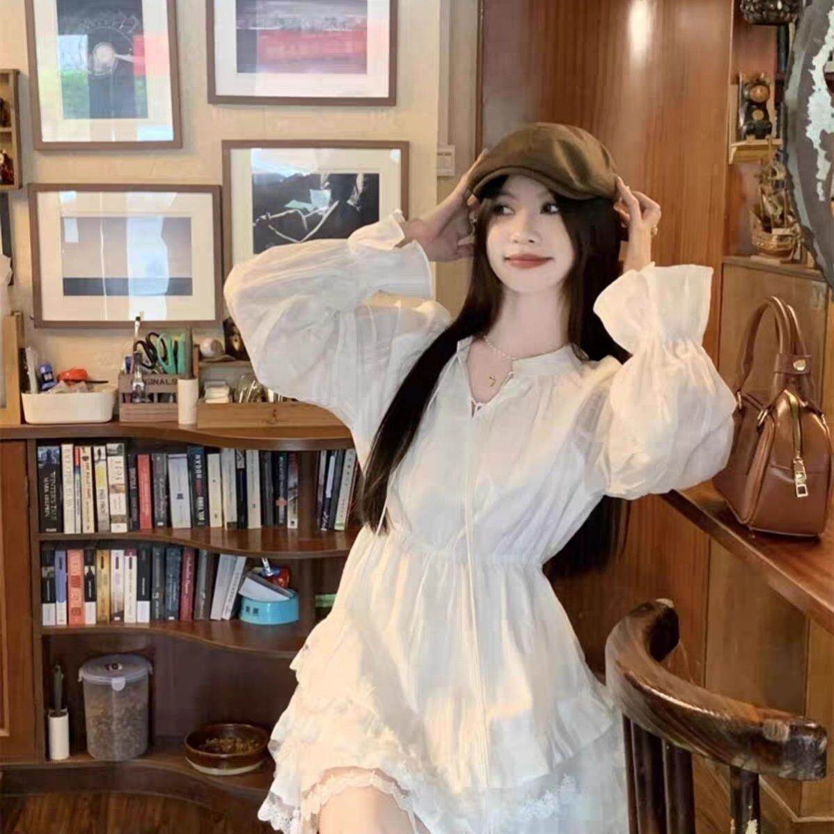 初恋清纯奶甜裙子 小个子温柔风甜美钓系 白色不规则蛋糕连衣裙